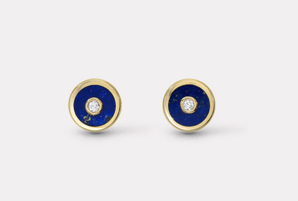 MINI COMPASS STUD EARRINGS WITH DIAMOND CENTER - Millo Jewelry