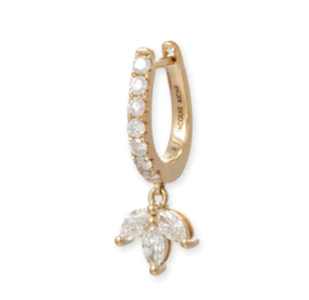Marquise Diamond Blossom Drop Oval Pave Mini Hoop - Millo Jewelry