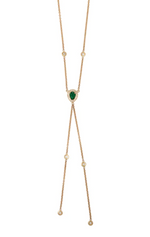 Load image into Gallery viewer, Pave Emerald Teardrop Diamond Bolo Y Necklace - Millo Jewelry

