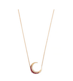 Load image into Gallery viewer, MINI RUBY CRESCENT MOON NECKLACE - Millo Jewelry
