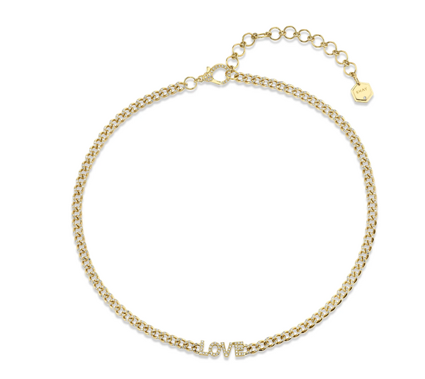 MINI ME DIAMOND PAVE "LOVE" BABY LINK NECKLACE - Millo Jewelry