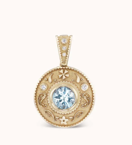 Southwestern Round Charm Aquamarine - Millo Jewelry
