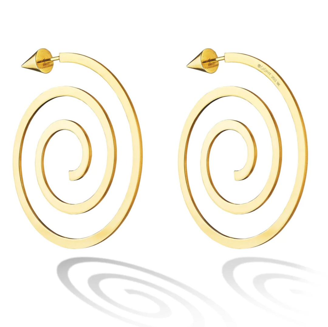 Yellow Gold Essence Hoop Earrings With Cone - Millo Jewelry