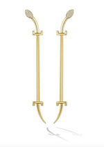 Load image into Gallery viewer, Yellow Gold Origin Drop Earrings with Pave Diamonds - Millo Jewelry