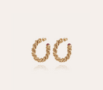 Load image into Gallery viewer, Bonnie cabochons hoop earrings small size gold - Millo Jewelry
