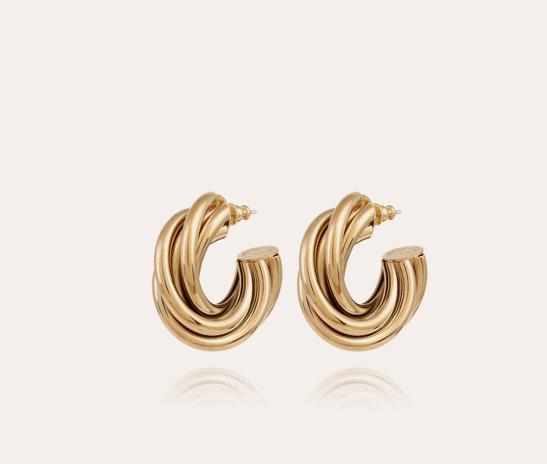 Atik hoop earrings small size gold - Millo Jewelry