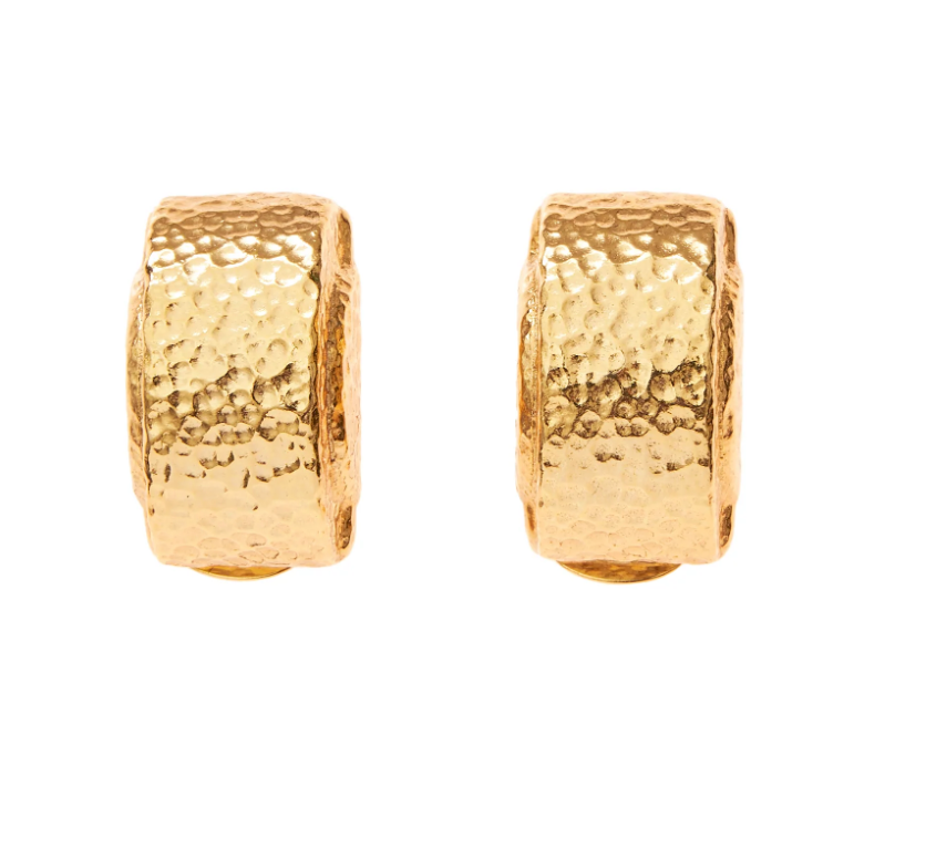 Gold Hammered Huggie Clip Ons - Millo Jewelry