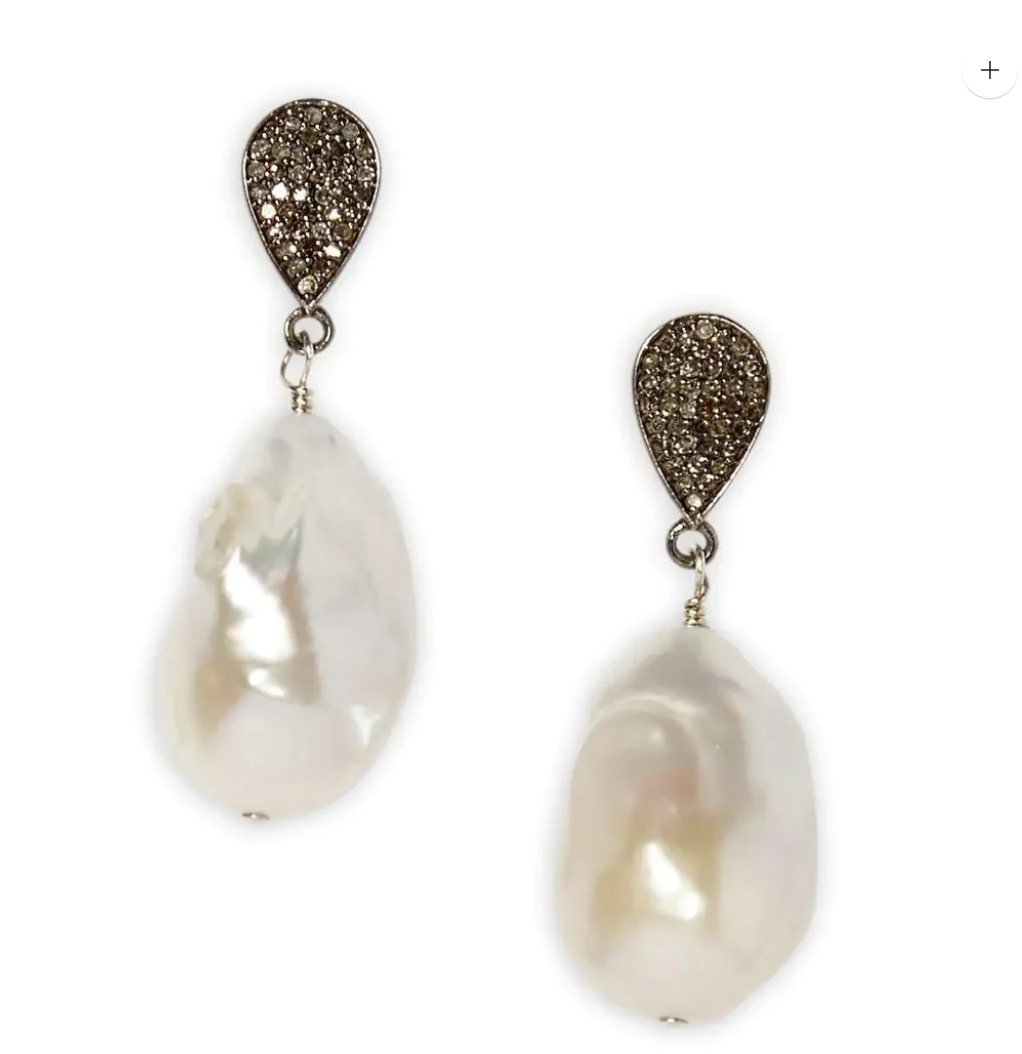 DIAMOND TEARDROP AND BAROQUE PEARL EARRINGS - Millo Jewelry