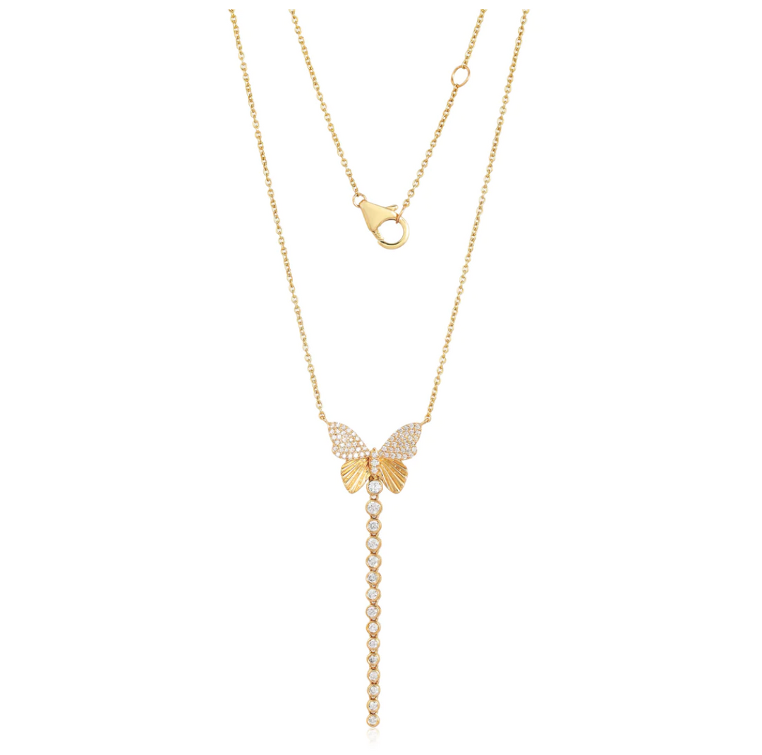 BUTTERFLY DIAMOND LARIAT NECKLACE - Millo Jewelry