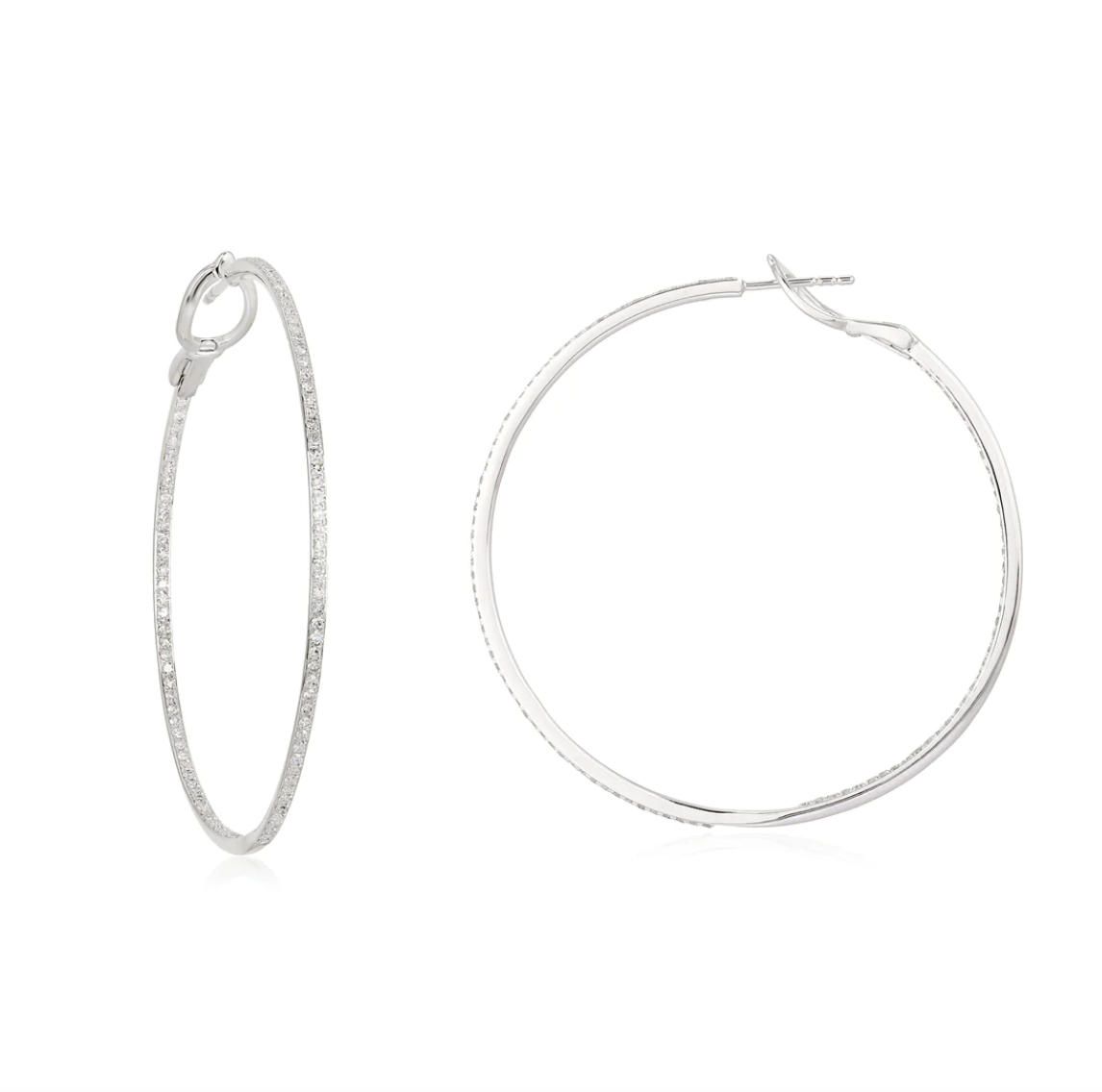 LARGE THIN DIAMOND INSIDE OUT HOOPS - Millo Jewelry
