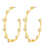 Load image into Gallery viewer, BEZEL STONE HOOPS- GOLD - Millo Jewelry
