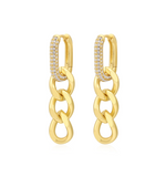Load image into Gallery viewer, HANGING PAVE CHAIN LINK HUGGIES- GOLD - Millo Jewelry

