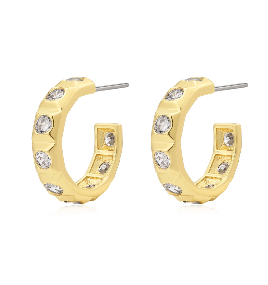 MINI PYRAMID STUD HOOPS- GOLD - Millo Jewelry