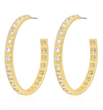 Load image into Gallery viewer, XL PYRAMID STUD HOOPS- GOLD - Millo Jewelry
