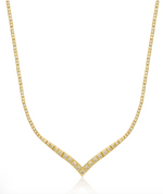 Load image into Gallery viewer, PYRAMID V TENNIS NECKLACE- GOLD - Millo Jewelry
