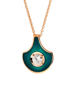 Load image into Gallery viewer, SELIM MOUZANNAR PENDANT IN PINK GOLD AND PETROL ENAMEL SET WITH DIAMOND - Millo Jewelry
