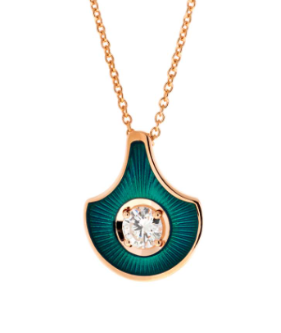 SELIM MOUZANNAR PENDANT IN PINK GOLD AND PETROL ENAMEL SET WITH DIAMOND - Millo Jewelry