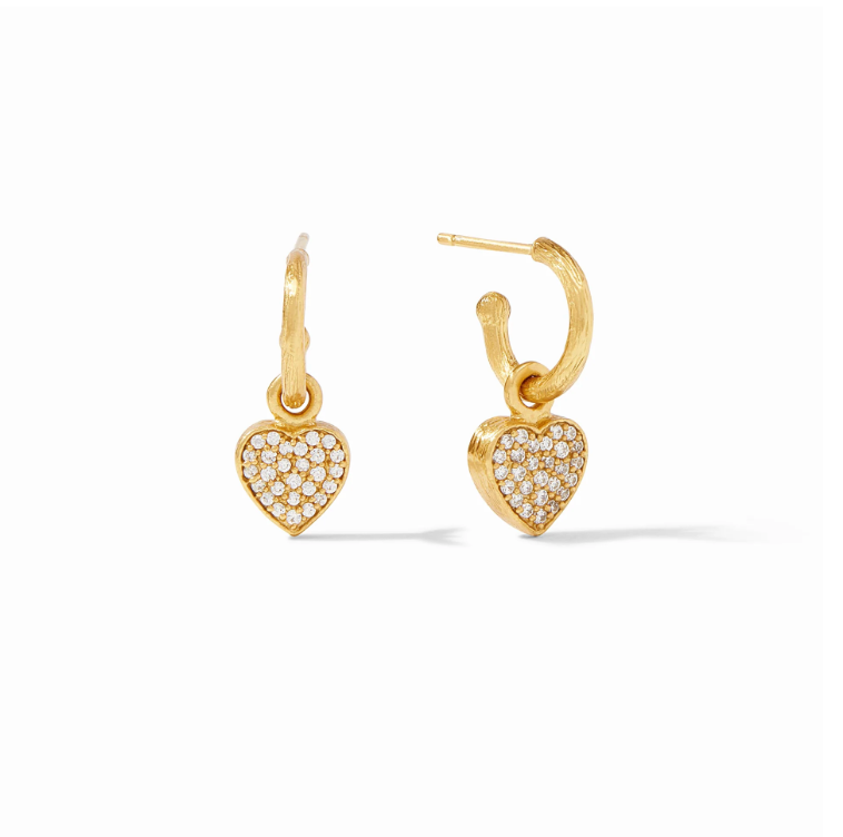 Heart Pavé Demi Hoop & Charm Earring - Millo Jewelry