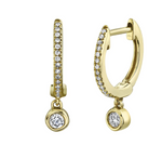 Load image into Gallery viewer, 0.14 CT. BEZEL CHARM DIAMOND HUGGIE EARRINGS - Millo Jewelry
