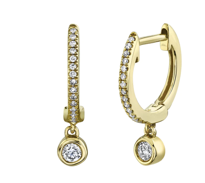 0.14 CT. BEZEL CHARM DIAMOND HUGGIE EARRINGS - Millo Jewelry