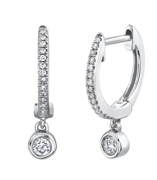 0.14 CT. BEZEL CHARM DIAMOND HUGGIE EARRINGS - Millo Jewelry