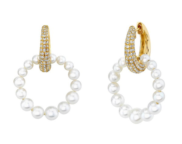 DIAMOND DOOR KNOCKER HOOPS - Millo Jewelry