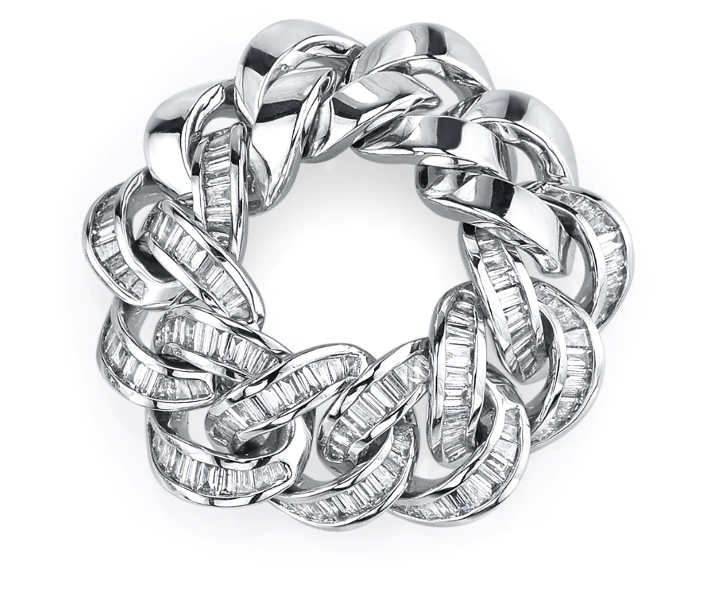 DIAMOND PARTIAL BAGUETTE ESSENTIAL LINK RING - Millo Jewelry