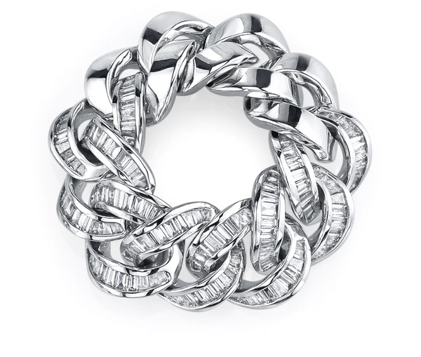 DIAMOND PARTIAL BAGUETTE ESSENTIAL LINK RING - Millo Jewelry
