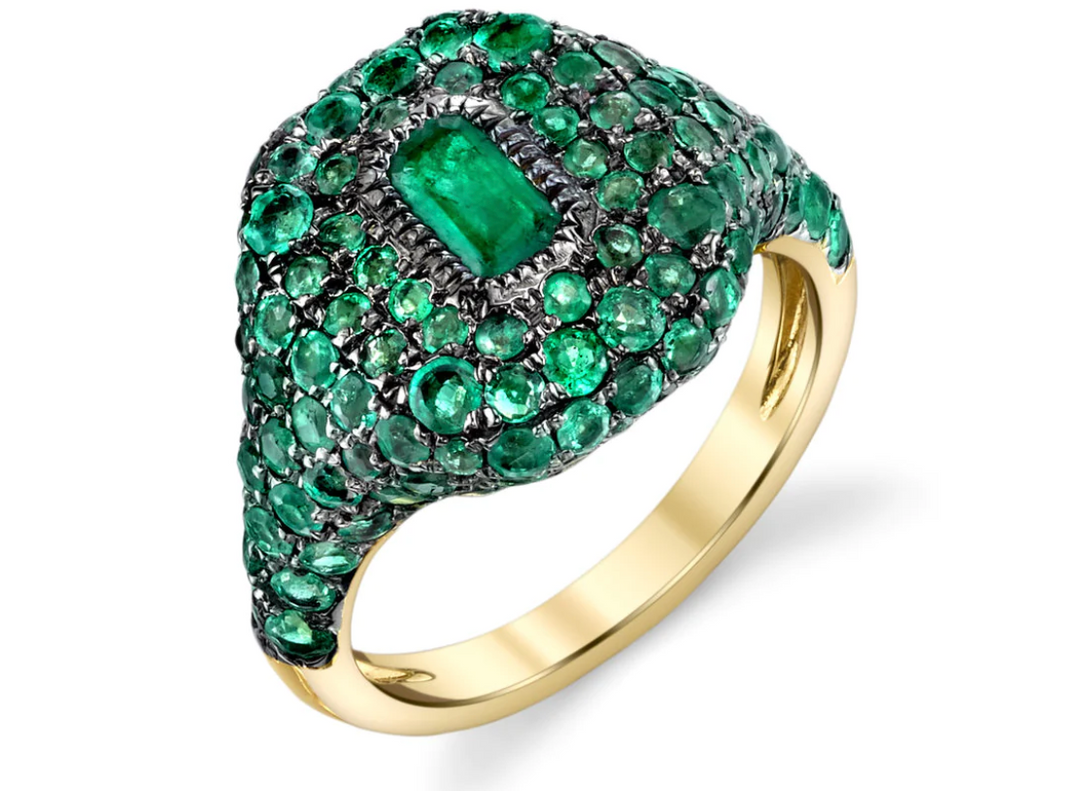 EMERALD PAVE PINKY RING - Millo Jewelry