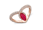 Load image into Gallery viewer, RUBY CHEVRON PINKY RING - Millo Jewelry

