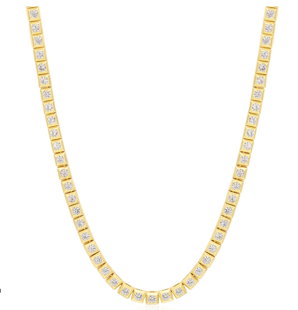 PYRAMID STUD TENNIS NECKLACE- GOLD - Millo Jewelry