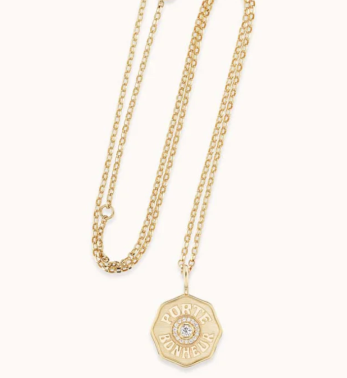RAISED GOLD MINI DIAMOND HALO PORTE BONHEUR - Millo Jewelry