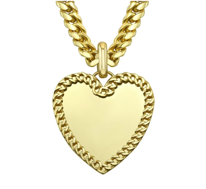 14K YELLOW GOLD CUBAN LINK JUMBO HEART CHARM - Millo Jewelry