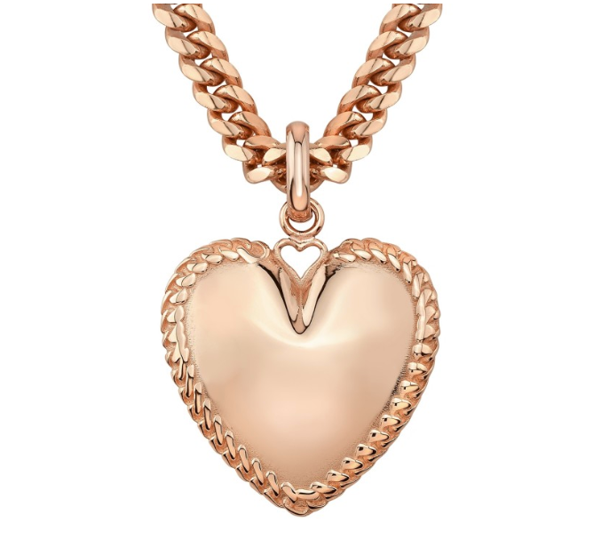 14K GOLD CUBAN LINK JUMBO PUFFED HEART CHARM - Millo Jewelry