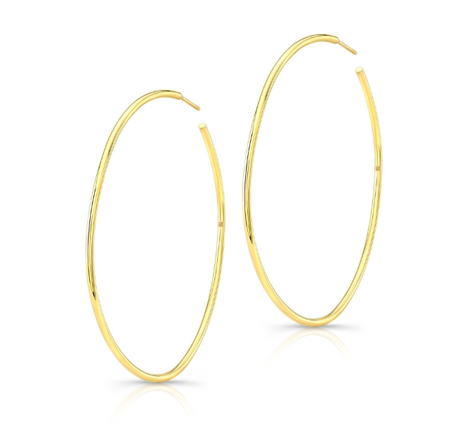 14K YELLOW GOLD 2" HOOPS - Millo Jewelry