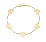 Load image into Gallery viewer, 14K YELLOW GOLD 5 FLOATING HEART BRACELET - Millo Jewelry
