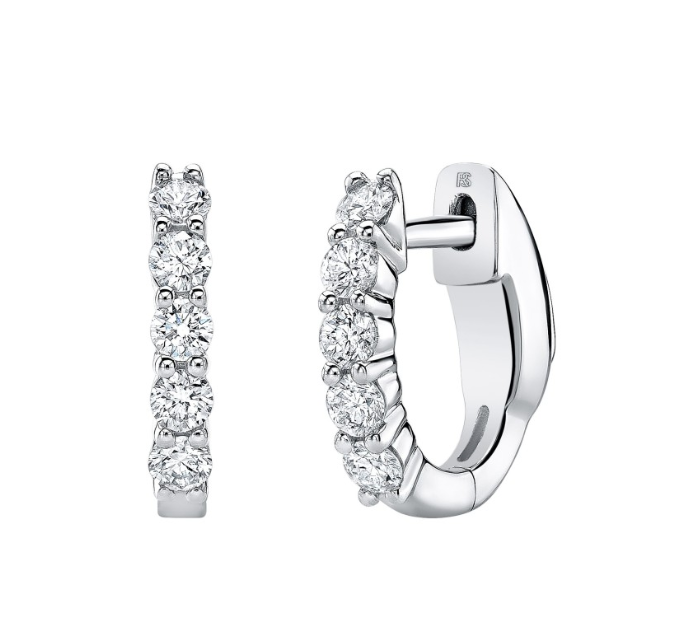 14K Gold Diamond Eternity Huggie Hoops Earring - Millo Jewelry