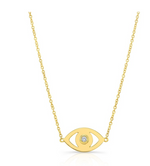 Load image into Gallery viewer, 14K YELLOW GOLD DIAMOND BEZEL EVIL EYE NECKLACE - Millo Jewelry
