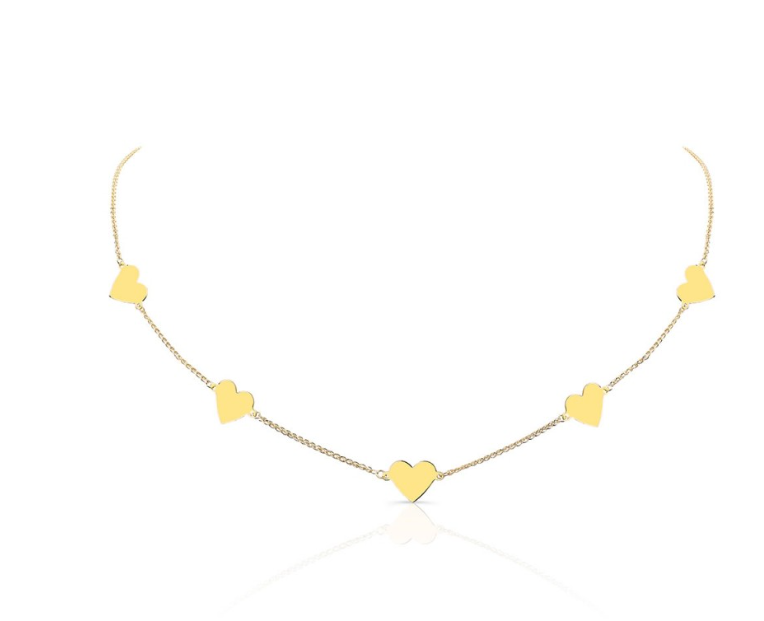 14K YELLOW GOLD 5 FLOATING HEART NECKLACE - Millo Jewelry