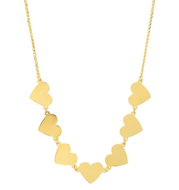 14K YELLOW GOLD 7 FLOATING HEART NECKLACE - Millo Jewelry