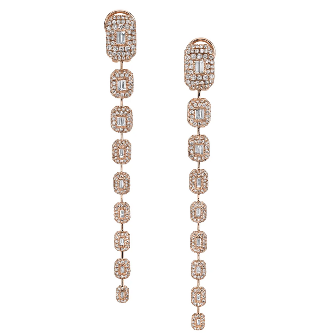 9 Pave Baguette Drop Earrings - Millo Jewelry