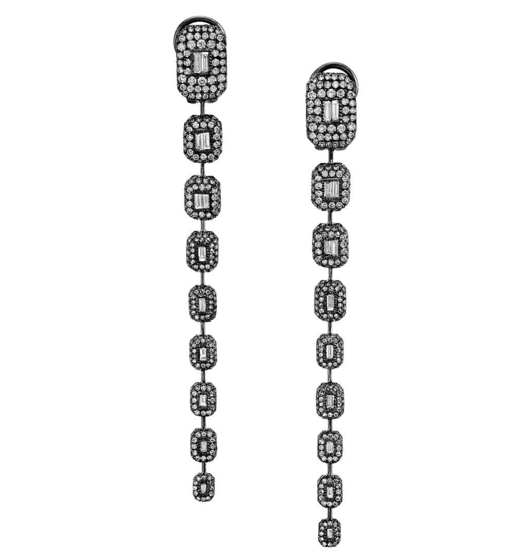 9 Pave Baguette Drop Earrings - Millo Jewelry