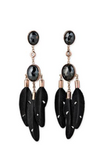 Load image into Gallery viewer, Hematite Black Feather Earrings - Millo Jewelry
