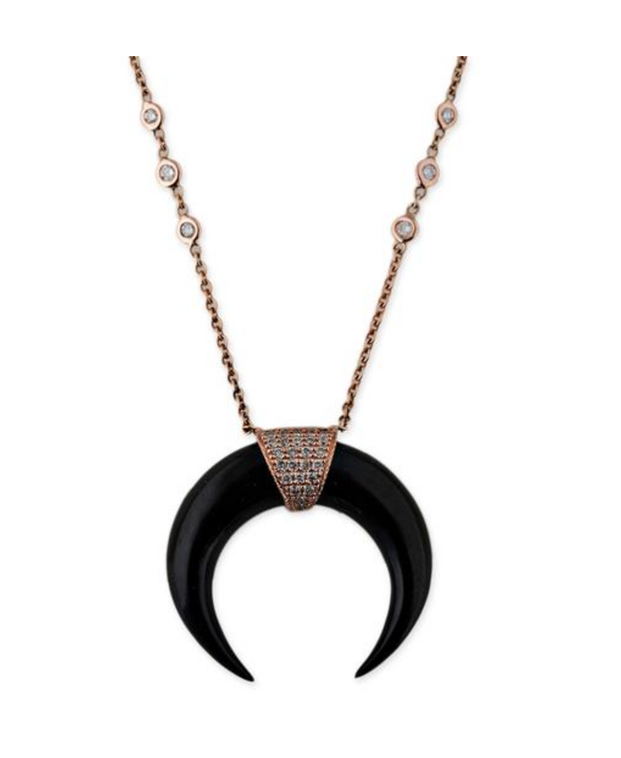 Small Cap Black Double Horn Necklace - Millo Jewelry