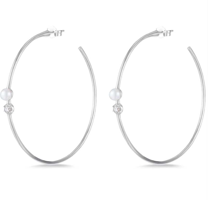 Pearl Rosette Hoops - Millo Jewelry