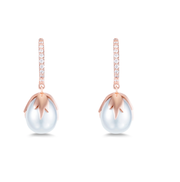 Pearl Leaf Huggies - Millo Jewelry