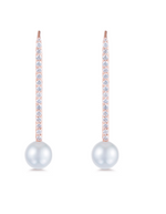 Load image into Gallery viewer, Diamond Pearl Stick Earrings - Millo Jewelry
