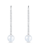 Load image into Gallery viewer, Diamond Pearl Stick Earrings - Millo Jewelry

