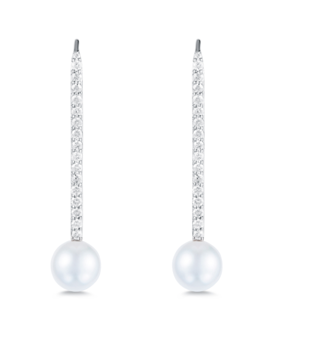 Diamond Pearl Stick Earrings - Millo Jewelry