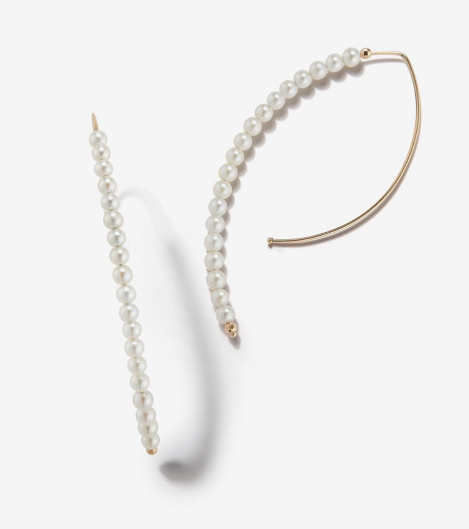 Long Open Marquis Hoop Pearl Earring - Millo Jewelry